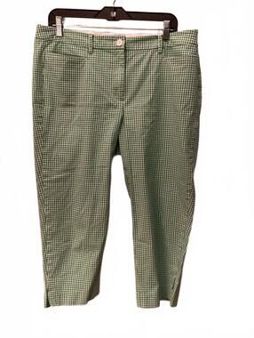 Talbots Green and White Gingham Pants Spring Sz. 12